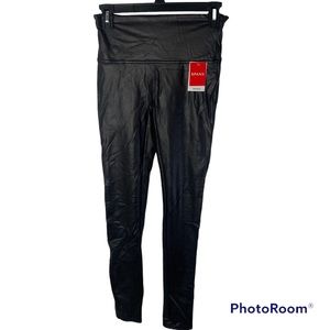 NWT SPANX BLACK FAUX LEATHER LEGGINGS M